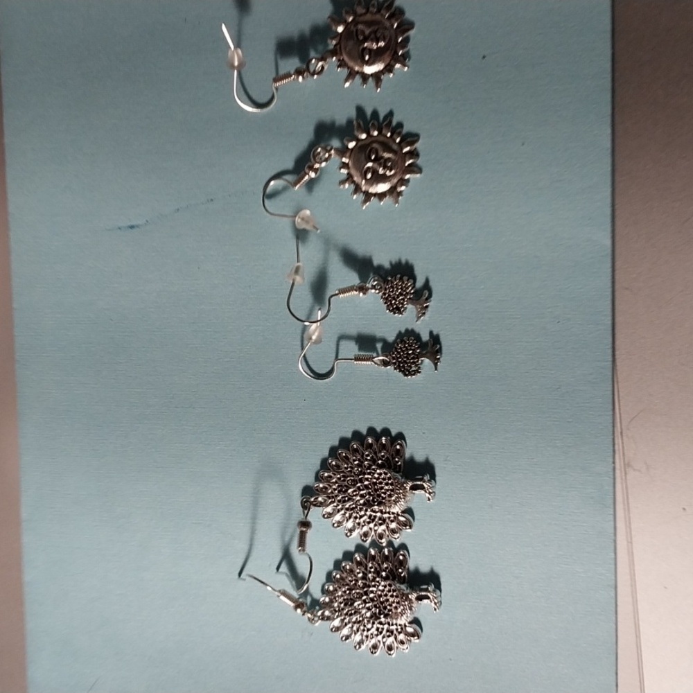 Bundle of 3 Peacock, Tree and Sun Earrings